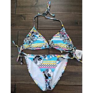New LADIES LARGE BODY GLOVE 2PC BIKINI SWIMSUIT LAGOON Flower Floral Nwt